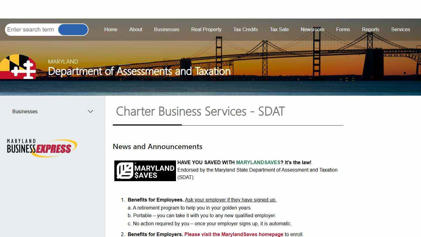 Businesses in Maryland - SDAT